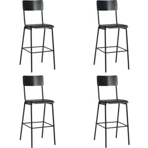 vidaXL 3054567 Scaun de bar negru solid din placaj și oțel vidaXL 3054567 Scaun de bar negru solid din placaj și oțel