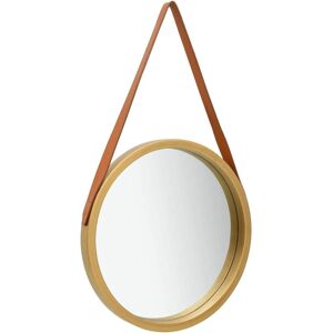 vidaXL Wall Mirror with Strap 50 cm Golden - Wall Mirror vidaXL Wall Mirror with Strap 50 cm Golden - Wall Mirror