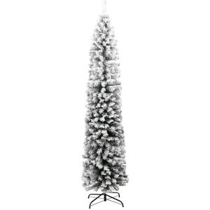 vidaXL Slim Artificial Christmas Tree with Flocked Snow Green PVC - Christmas Tree vidaXL Slim Artificial Christmas Tree with Flocked Snow Green PVC - Christmas Tree