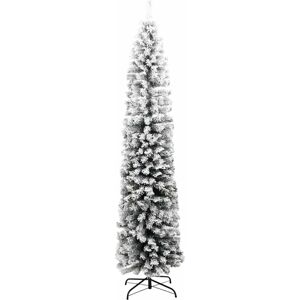 vidaXL Slim Artificial Christmas Tree with Flocked Snow Green PVC - Christmas Tree vidaXL Slim Artificial Christmas Tree with Flocked Snow Green PVC - Christmas Tree
