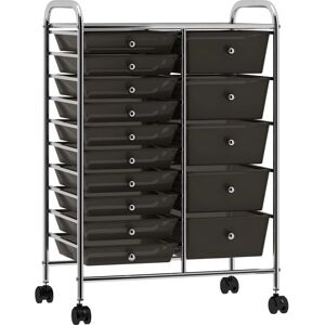 vidaXL 15-Drawer Mobile Storage Trolley XXL Black Plastic - Storage Trolley vidaXL 15-Drawer Mobile Storage Trolley XXL Black Plastic - Storage Trolley