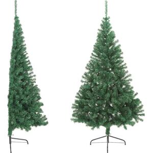 vidaXL Artificial Half Christmas Tree with Stand Green PVC - Christmas Tree vidaXL Artificial Half Christmas Tree with Stand Green PVC - Christmas Tree