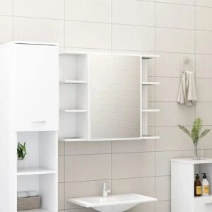 vidaXL White Engineered Wood Bathroom Mirror Cabinet - Storage Vanity Organiser vidaXL White Engineered Wood Bathroom Mirror Cabinet - Storage Vanity Organiser