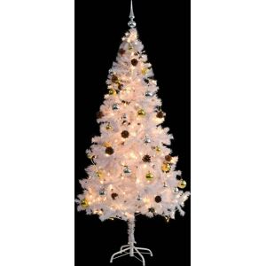 vidaXL Artificial Christmas Tree with Baubles and LEDs White - 180 cm Xmas Tree vidaXL Artificial Christmas Tree with Baubles and LEDs White - 180 cm Xmas Tree