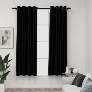 vidaXL Linen-Look Blackout Curtains with Grommets 2pcs Black 140x175cm - Curtain vidaXL Linen-Look Blackout Curtains with Grommets 2pcs Black 140x175cm - Curtain