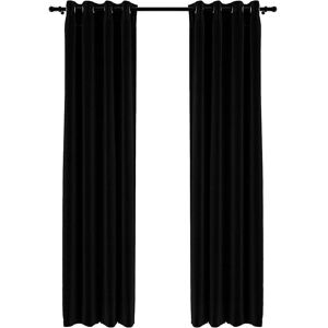 vidaXL Linen-Look Blackout Curtains - Grommets 2pcs Black 140x245cm vidaXL Linen-Look Blackout Curtains - Grommets 2pcs Black 140x245cm