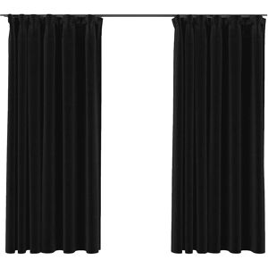 vidaXL 2x Linen-Look Blackout Curtains with Hooks Anthracite - Curtains vidaXL 2x Linen-Look Blackout Curtains with Hooks Anthracite - Curtains