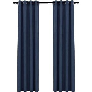 vidaXL Linen-Look Blackout Curtains with Grommets 2 pcs Blue 140x245cm vidaXL Linen-Look Blackout Curtains with Grommets 2 pcs Blue 140x245cm