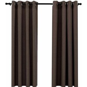vidaXL Blackout Linen-Look Curtains Grommets 2pcs 140x175cm vidaXL Blackout Linen-Look Curtains Grommets 2pcs 140x175cm