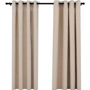 vidaXL Beige Linen-Look Blackout Curtains - 2 pcs vidaXL Beige Linen-Look Blackout Curtains - 2 pcs
