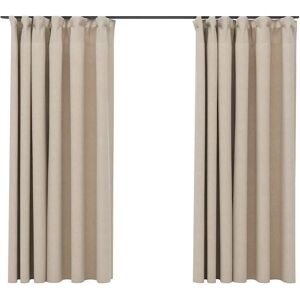 vidaXL Linen-Look Blackout Curtains with Hooks - 2 pcs - Beige - 140x175 cm - Curtains vidaXL Linen-Look Blackout Curtains with Hooks - 2 pcs - Beige - 140x175 cm - Curtains