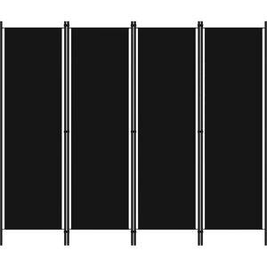 vidaXL 4-Panel Room Divider Black 200x180 cm Wall Partition Screen Separator vidaXL 4-Panel Room Divider Black 200x180 cm Wall Partition Screen Separator