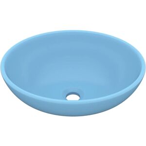 vidaXL Light Blue Oval Ceramic Washbasin - Bathroom Accessory vidaXL Light Blue Oval Ceramic Washbasin - Bathroom Accessory