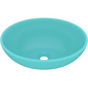 vidaXL Light Green Oval Ceramic Washbasin - Washbasin vidaXL Light Green Oval Ceramic Washbasin - Washbasin