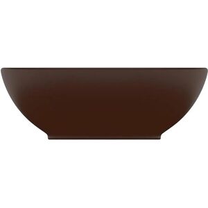 vidaXL Luxury Oval Dark Brown Ceramic Washbasin - 40x33 cm Bathroom Fixture vidaXL Luxury Oval Dark Brown Ceramic Washbasin - 40x33 cm Bathroom Fixture