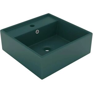 vidaXL Luxury Basin Square Dark Green 41x41 cm Ceramic - Bathroom Sink vidaXL Luxury Basin Square Dark Green 41x41 cm Ceramic - Bathroom Sink