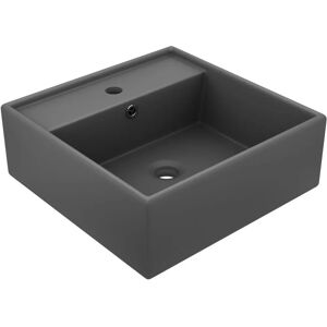 vidaXL Luxury Basin Overflow Square Matt Dark Grey - Bathroom Sink vidaXL Luxury Basin Overflow Square Matt Dark Grey - Bathroom Sink