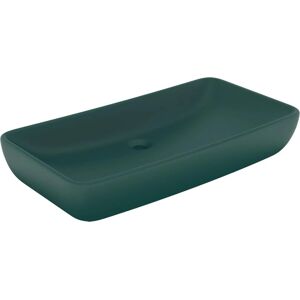 vidaXL Luxury Basin Rectangular Dark Green Ceramic - Bathroom Sink vidaXL Luxury Basin Rectangular Dark Green Ceramic - Bathroom Sink
