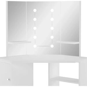 vidaXL Corner Makeup Table with LED Light White - Vanity Set vidaXL Corner Makeup Table with LED Light White - Vanity Set