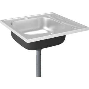 vidaXL Kitchen Sink with Drainer Set Silver 600x600x155 mm Stainless Steel - Kitchen Sink vidaXL Kitchen Sink with Drainer Set Silver 600x600x155 mm Stainless Steel - Kitchen Sink
