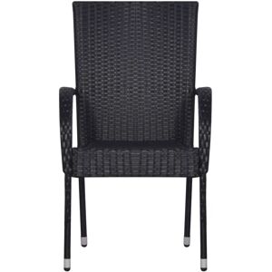 vidaXL Stackable Outdoor Chairs - Poly Rattan - Black (6pcs) vidaXL Stackable Outdoor Chairs - Poly Rattan - Black (6pcs)