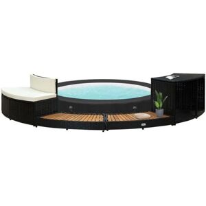 vidaXL Whirlpool Border - Schwarz Poly Rattan & Akazienholz vidaXL Whirlpool Border - Schwarz Poly Rattan & Akazienholz