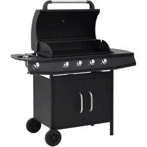 vidaXL Gas Barbecue Grill 4+1 Cooking Zone Black Steel - Barbecue Grill vidaXL Gas Barbecue Grill 4+1 Cooking Zone Black Steel - Barbecue Grill