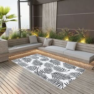 vidaXL Outdoor Rug Black and White 120x180 cm - Outdoor Rug vidaXL Outdoor Rug Black and White 120x180 cm - Outdoor Rug