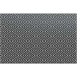 vidaXL Outdoor Carpet White and Black 190x290 cm - Outdoor Carpet vidaXL Outdoor Carpet White and Black 190x290 cm - Outdoor Carpet