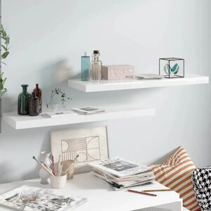 vidaXL White Floating Wall Shelves 2 pcs - Wall Shelves vidaXL White Floating Wall Shelves 2 pcs - Wall Shelves