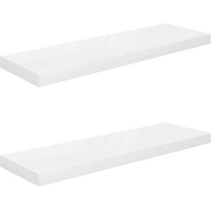 vidaXL White Floating Wall Shelves 2 pcs - Wall Shelves vidaXL White Floating Wall Shelves 2 pcs - Wall Shelves