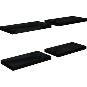 vidaXL Wall Shelves 4 pcs High Gloss Black - Wall Shelves vidaXL Wall Shelves 4 pcs High Gloss Black - Wall Shelves