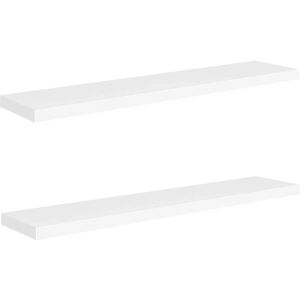 vidaXL 2x Floating Wall Shelves White 120x23.5x3.8 cm MDF Display Hanging Rack - Wall Shelves vidaXL 2x Floating Wall Shelves White 120x23.5x3.8 cm MDF Display Hanging Rack - Wall Shelves