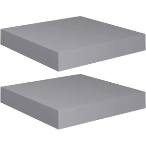 vidaXL Grey MDF Floating Wall Shelves Set of 2 - Wall Shelves vidaXL Grey MDF Floating Wall Shelves Set of 2 - Wall Shelves