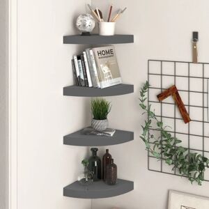 vidaXL 4x Floating Corner Shelves High Gloss Grey - Wall Shelf vidaXL 4x Floating Corner Shelves High Gloss Grey - Wall Shelf
