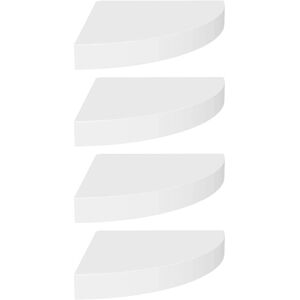vidaXL 4x Floating Corner Shelves White 25x25x3.8 cm MDF Display Hanging Rack - Wall Shelves vidaXL 4x Floating Corner Shelves White 25x25x3.8 cm MDF Display Hanging Rack - Wall Shelves