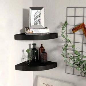 vidaXL 2x Floating Corner Shelves Black - Shelves vidaXL 2x Floating Corner Shelves Black - Shelves