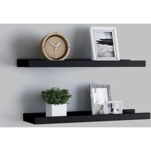 vidaXL 2x Wall Shelves Black MDF Space-Saving Modern Design vidaXL 2x Wall Shelves Black MDF Space-Saving Modern Design