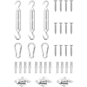 vidaXL 9 Piece Sunshade Sail Accessory Set Stainless Steel - Sunshade Sail Accessories vidaXL 9 Piece Sunshade Sail Accessory Set Stainless Steel - Sunshade Sail Accessories