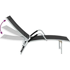 vidaXL Sun Lounger Textile Aluminum - Black vidaXL Sun Lounger Textile Aluminum - Black