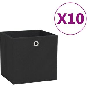 vidaXL 10x Storage Boxes Non-woven Fabric Black Organiser Basket Container vidaXL 10x Storage Boxes Non-woven Fabric Black Organiser Basket Container