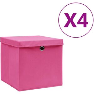 vidaXL Pink Storage Boxes with Lids - 28x28x28 cm - Storage Boxes vidaXL Pink Storage Boxes with Lids - 28x28x28 cm - Storage Boxes