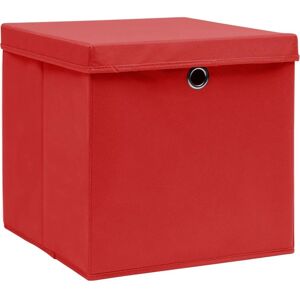 Boîtes de rangement avec couvercles vidaXL 4 pcs 28x28x28 cm Rouge - Storage Boxes - Publicité Boîtes de rangement avec couvercles vidaXL 4 pcs 28x28x28 cm Rouge - Storage Boxes - Publicité