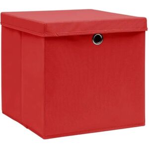 vidaXL Opbergdozen met deksels 10 stuks 28x28x28 cm Rood - Storage Boxes vidaXL Opbergdozen met deksels 10 stuks 28x28x28 cm Rood - Storage Boxes