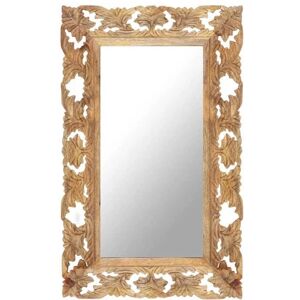 vidaXL Solid Mango Wood Hand Carved Mirror Brown - Mirror vidaXL Solid Mango Wood Hand Carved Mirror Brown - Mirror