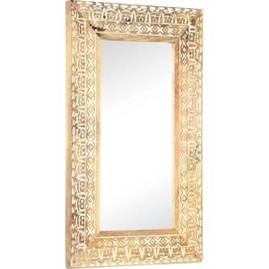 vidaXL Solid Mango Wood Hand-Carved Mirror Wall Makeup Decor - 80x50cm vidaXL Solid Mango Wood Hand-Carved Mirror Wall Makeup Decor - 80x50cm