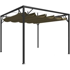 vidaXL Garden Gazebo with Retractable Roof Taupe - Garden Gazebo vidaXL Garden Gazebo with Retractable Roof Taupe - Garden Gazebo