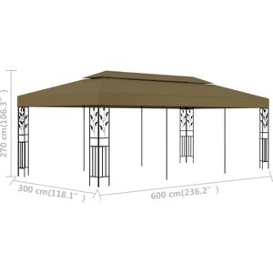 vidaXL Gazebo Taupe 6x3 m Waterproof UV Resistant Canopy Garden Party Tent vidaXL Gazebo Taupe 6x3 m Waterproof UV Resistant Canopy Garden Party Tent