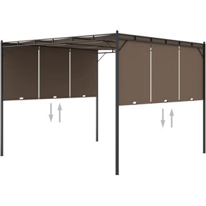 vidaXL Garden Gazebo with Side Curtain 3x3x2.25 m Taupe - Garden Gazebo vidaXL Garden Gazebo with Side Curtain 3x3x2.25 m Taupe - Garden Gazebo
