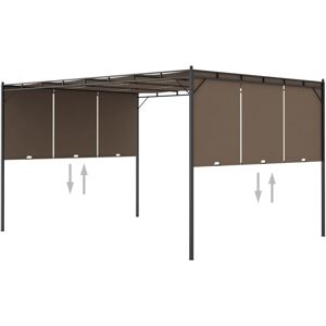 vidaXL Garden Gazebo with Side Curtain - 4x3x2.25 m Taupe - Garden Gazebo vidaXL Garden Gazebo with Side Curtain - 4x3x2.25 m Taupe - Garden Gazebo